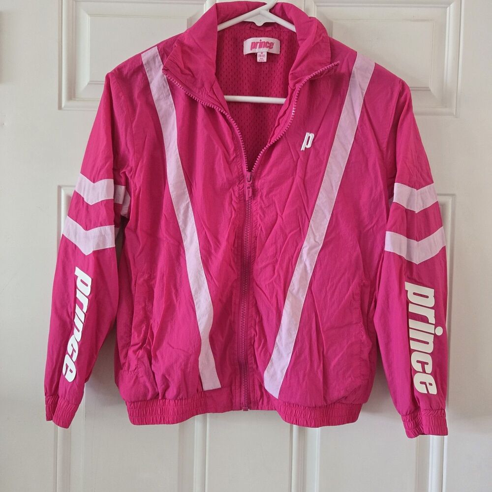 Prince Jacket Girls Size 10/12 Pink Track Jacket Full Zip Baseline Windbreaker